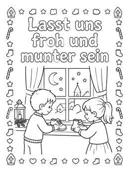 Free printable Children Placing Shoes For St Nicholas coloring page