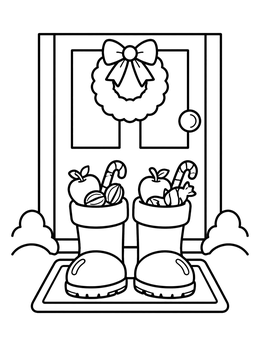 Free printable Nikolaus Boots At The Door coloring page