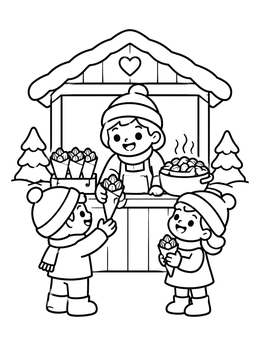 Free printable Roasted Almonds At The Christmas Market coloring page