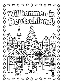 Free printable German Christmas Market Square coloring page