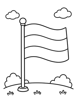 Free printable German Tricolor Flag On Flagpole coloring page