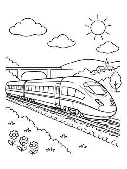 Free printable German High Speed Train Journey coloring page