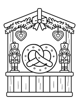 Free printable German Pretzel And Market Stall coloring page