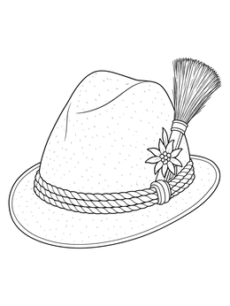 Traditional felt cap on this detailed germany coloring page.