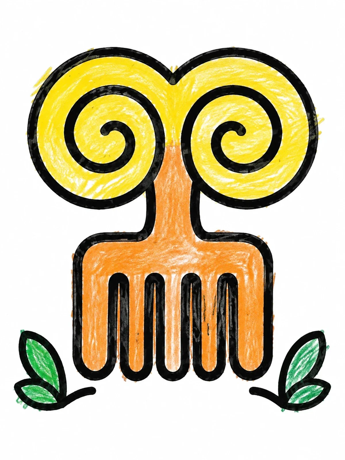 Colored example of the Adinkra Comb Symbol Duafe coloring page