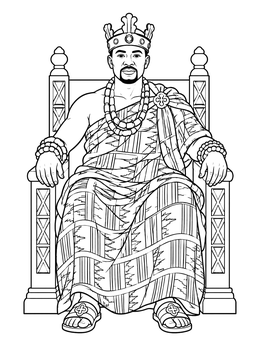 Free printable Ashanti Chief On Ornate Throne coloring page