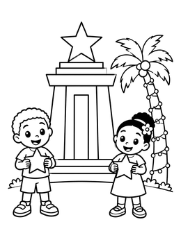 Free printable Children At Black Star Monument coloring page