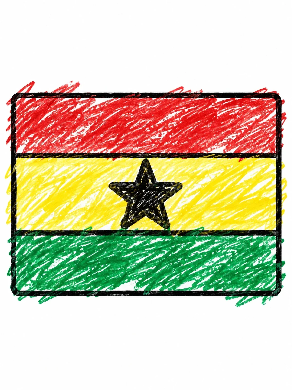 Colored example of the National Flag Of Ghana coloring page