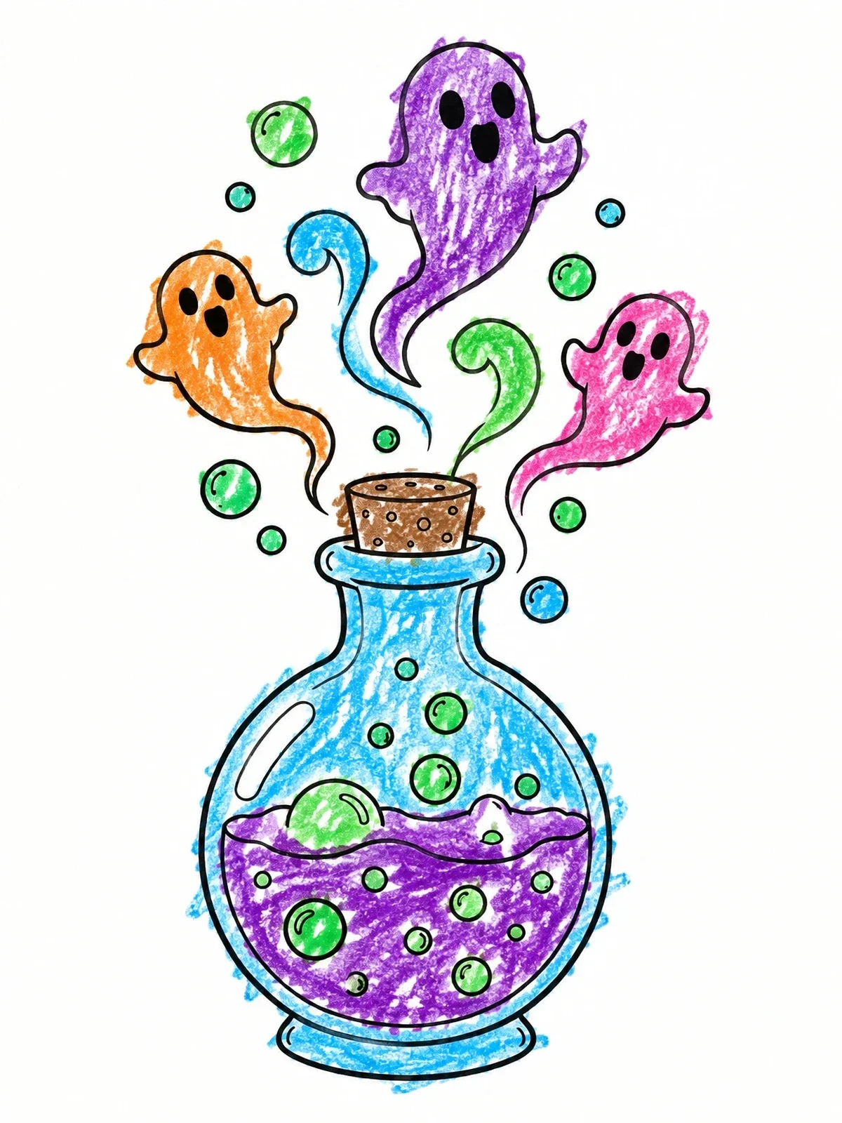 Colored example of the Ghost Spirits Magic Potion Bottle coloring page