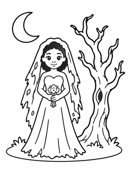 Free printable Ghostly Bride By A Twisted Tree coloring page