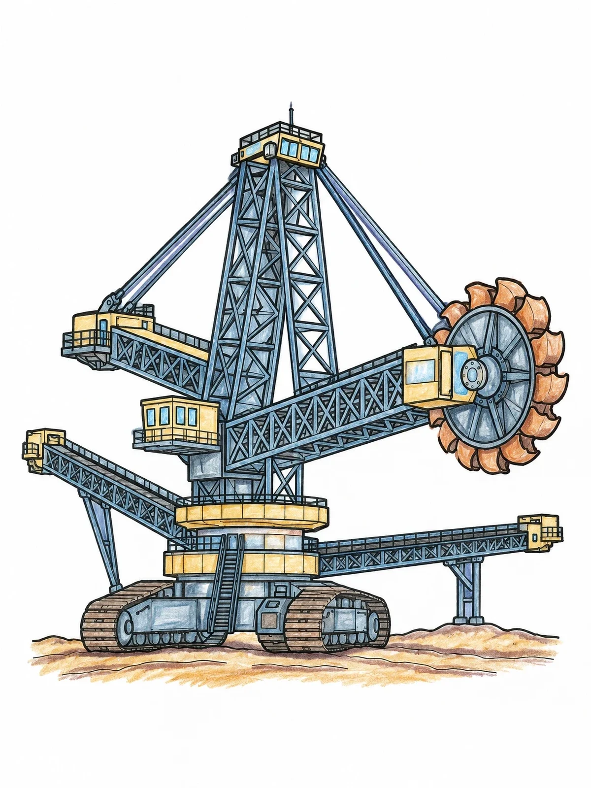 Colored example of the Giant Bucket Wheel Excavator coloring page