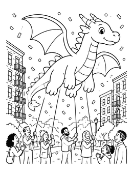 Free printable Giant Dragon Parade Balloon coloring page