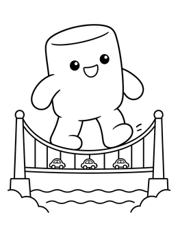 Free printable Giant Marshmallow On Suspension Bridge coloring page