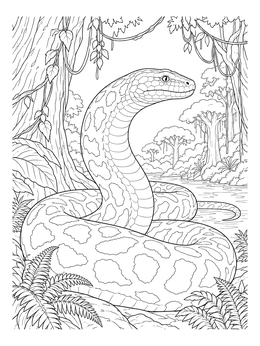 Free printable Giant Titanoboa In The Prehistoric Rainforest coloring page