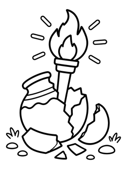 Free printable Gideon Broken Jar And Flaming Torch coloring page