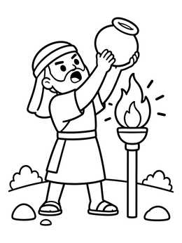 Free printable Gideon With Pitcher And Torch coloring page