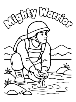 Free printable Alert Soldier At The River coloring page