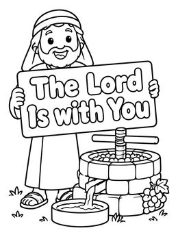 Free printable Gideon At The Winepress coloring page