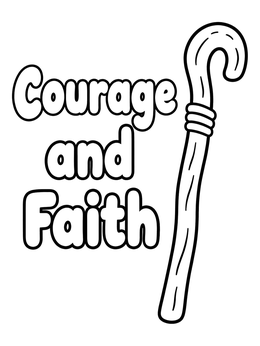 Biblical Staff with Courage and Faith coloring page