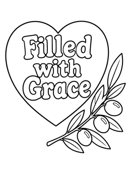 Free printable Filled With Grace Heart And Branch coloring page