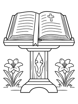 Free printable Open Bible On Church Lectern coloring page
