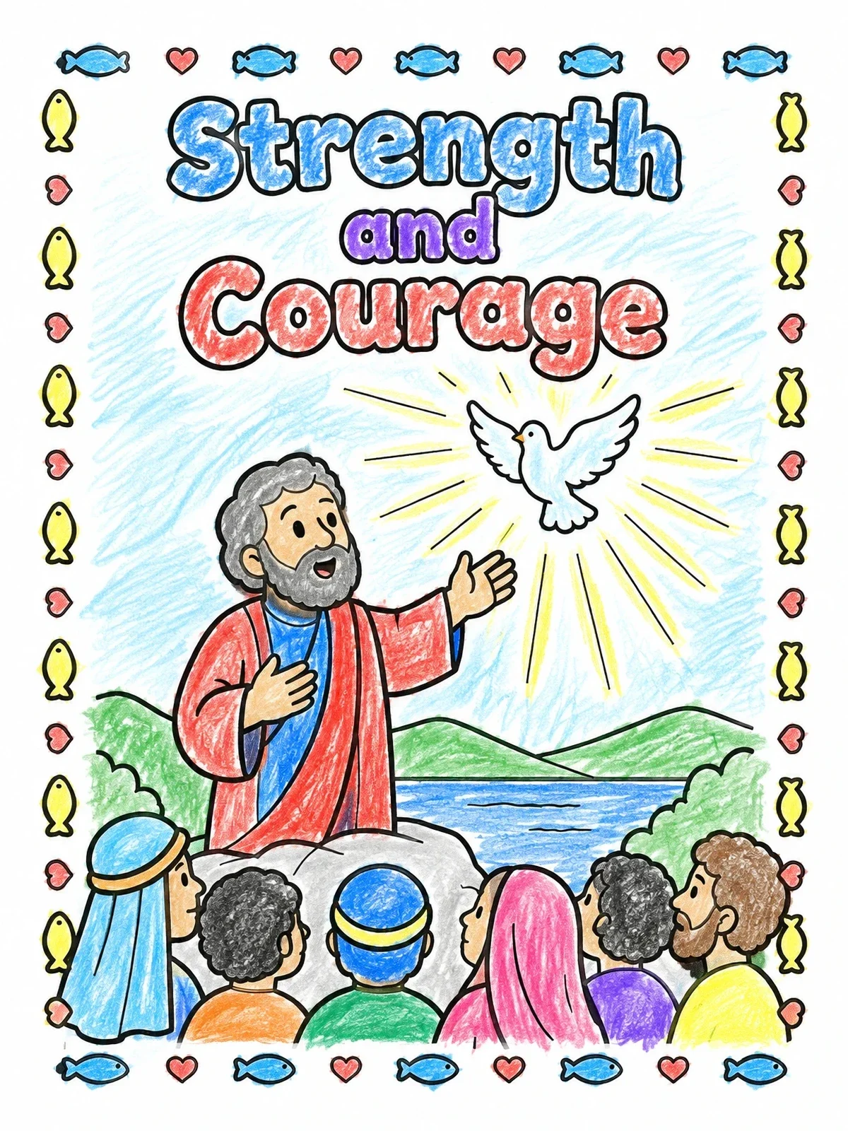 Colored example of the Saint Peter Preaching Strength And Courage coloring page