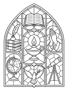 Free printable Stained Glass Holy Spirit Symbols coloring page
