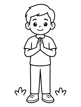 Free printable Little Boy Praying With Folded Hands coloring page
