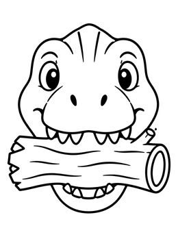 Free printable Cute Dinosaur Holding A Log coloring page