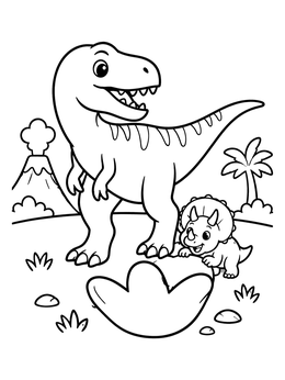 Free printable Friendly Dinosaurs And Giant Footprint coloring page