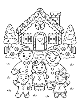 Free printable Gingerbread Family By Candy House coloring page