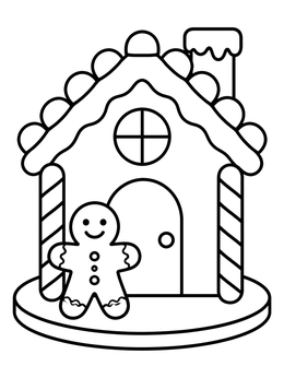 Free printable Gingerbread House And Cookie Friend coloring page