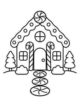 Free printable Gingerbread House With Peppermint Candies coloring page