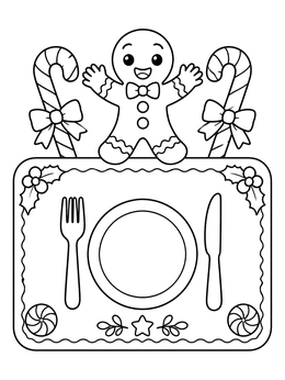 Free printable Gingerbread Man Holiday Placemat coloring page