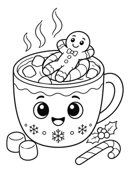 Free printable Gingerbread Man In Cocoa Mug coloring page