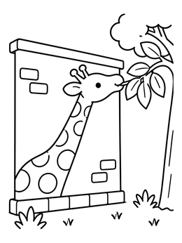 Free printable Giraffe Wall Mural Reaching For Tree coloring page
