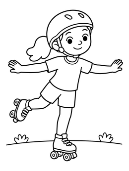 Free printable Girl Balancing On Roller Skates coloring page