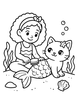 Free printable Girl Brushing A Cute Mercat coloring page