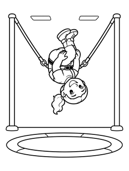 Free printable Girl Bungee Trampoline Flip coloring page