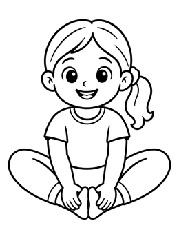 Free printable Girl In Butterfly Yoga Pose coloring page