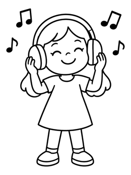 Free printable Girl Listening To Music With Headphones coloring page
