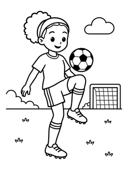 Free printable Girl Juggling Soccer Ball coloring page