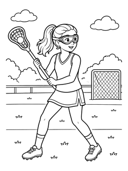 Free printable Girl Playing Lacrosse On Field coloring page