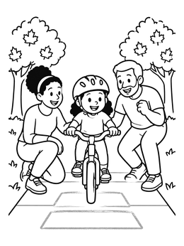 Free printable Learning To Ride A Bike coloring page