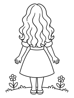 Free printable Girl With Long Wavy Hair coloring page