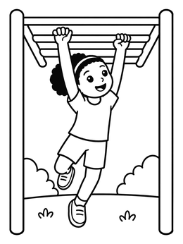 Free printable Girl On The Monkey Bars coloring page