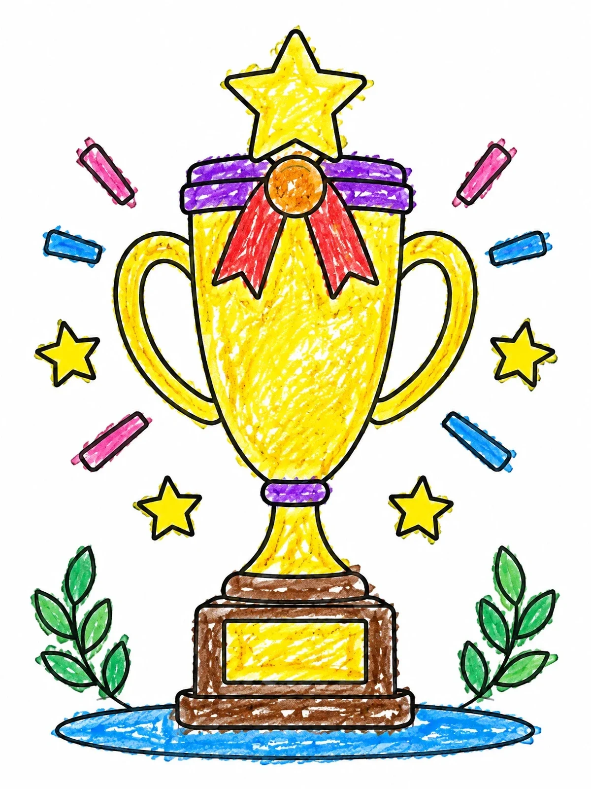 Colored example of the Shining Champion Trophy Cup coloring page