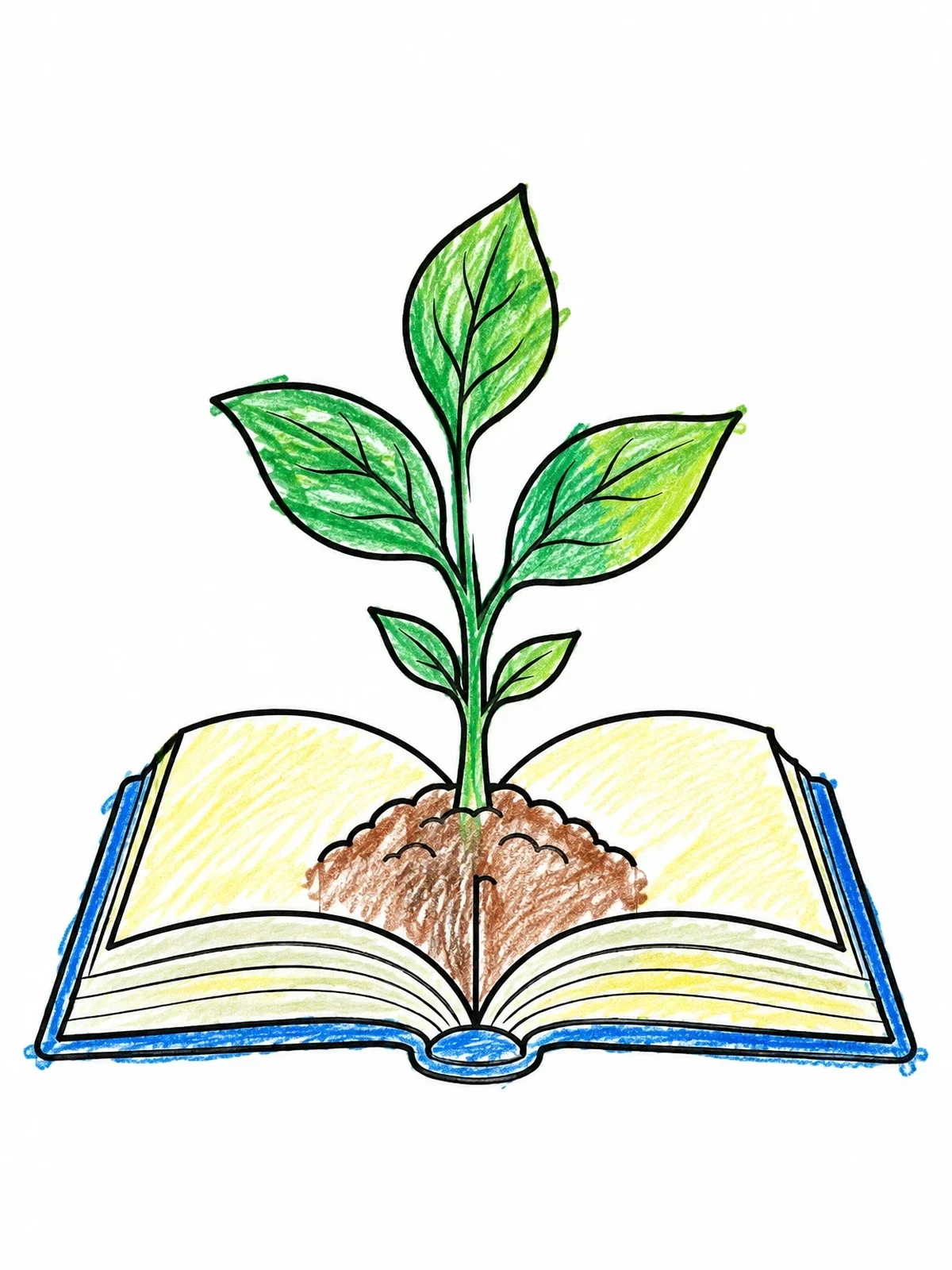 Colored example of the Sprout Growing From Open Book coloring page