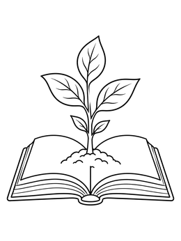 Free printable Sprout Growing From Open Book coloring page