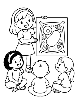 Free printable Girl Presenting A Plant Cell Poster coloring page